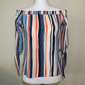 50% OFF Bar lll vertical striped shoulder blouse
